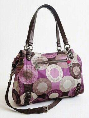 Coach Opt Art Print Satchel Shoulder Bag Purple Magenta F17582